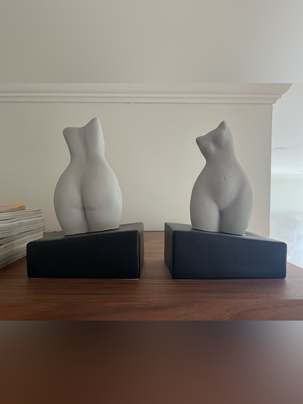 Anissa Kermiche Happy Book Ending Office Library Bookends Light Gray & Black